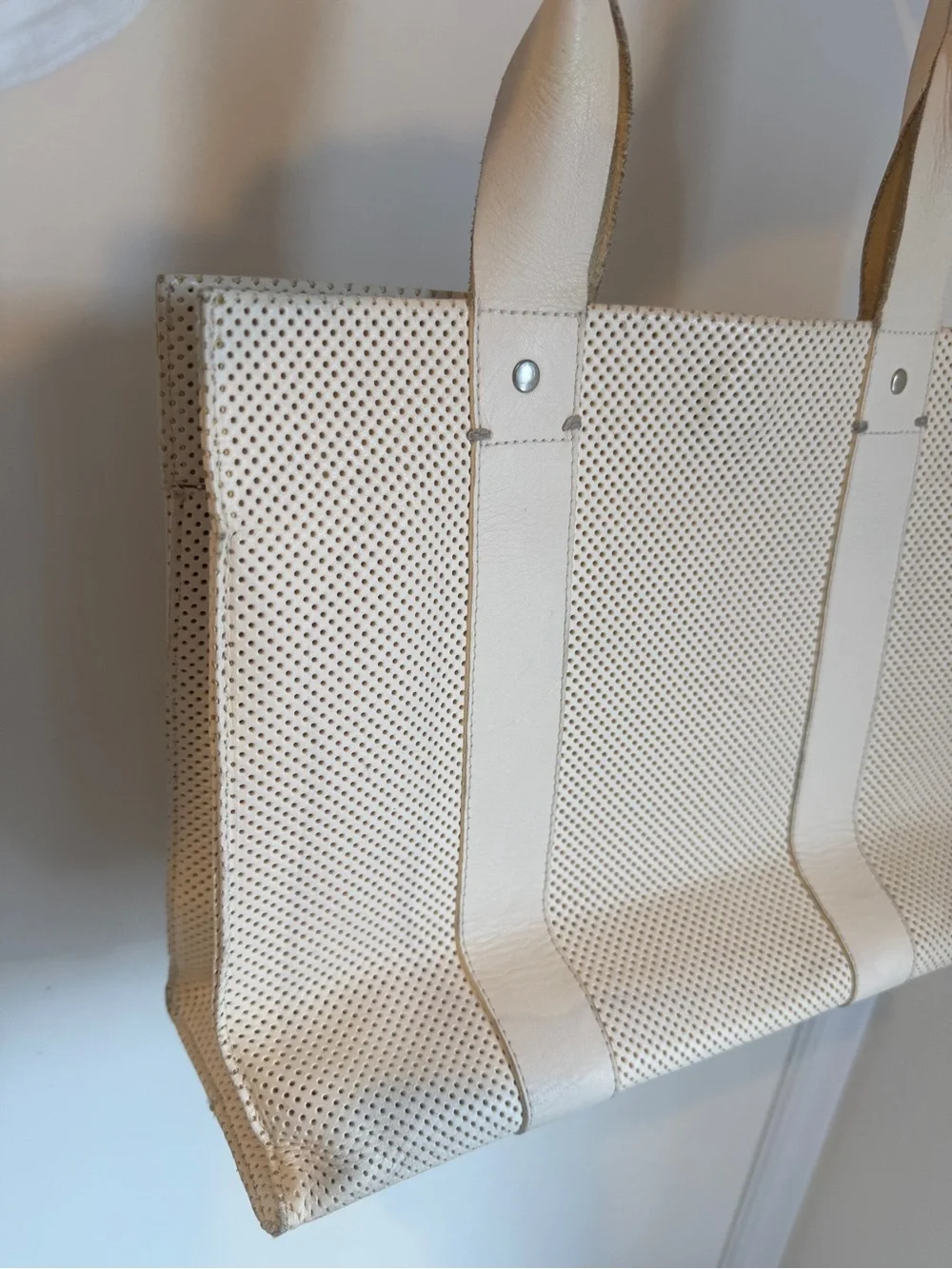 Cream Perforated Tote Bag - Unbranded
